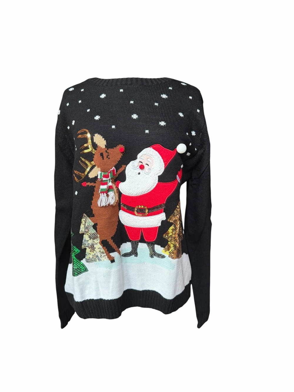 NWOT Karen Scott Singing Santa Embellished Sweater